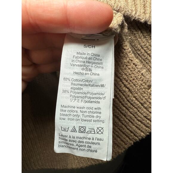 J Crew tan knit crew neck sweater womens small style AR538 preppy classic - Picture 3 of 8